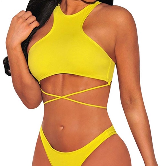 High Neck Lace-up Bikini - Picture 1 of 2